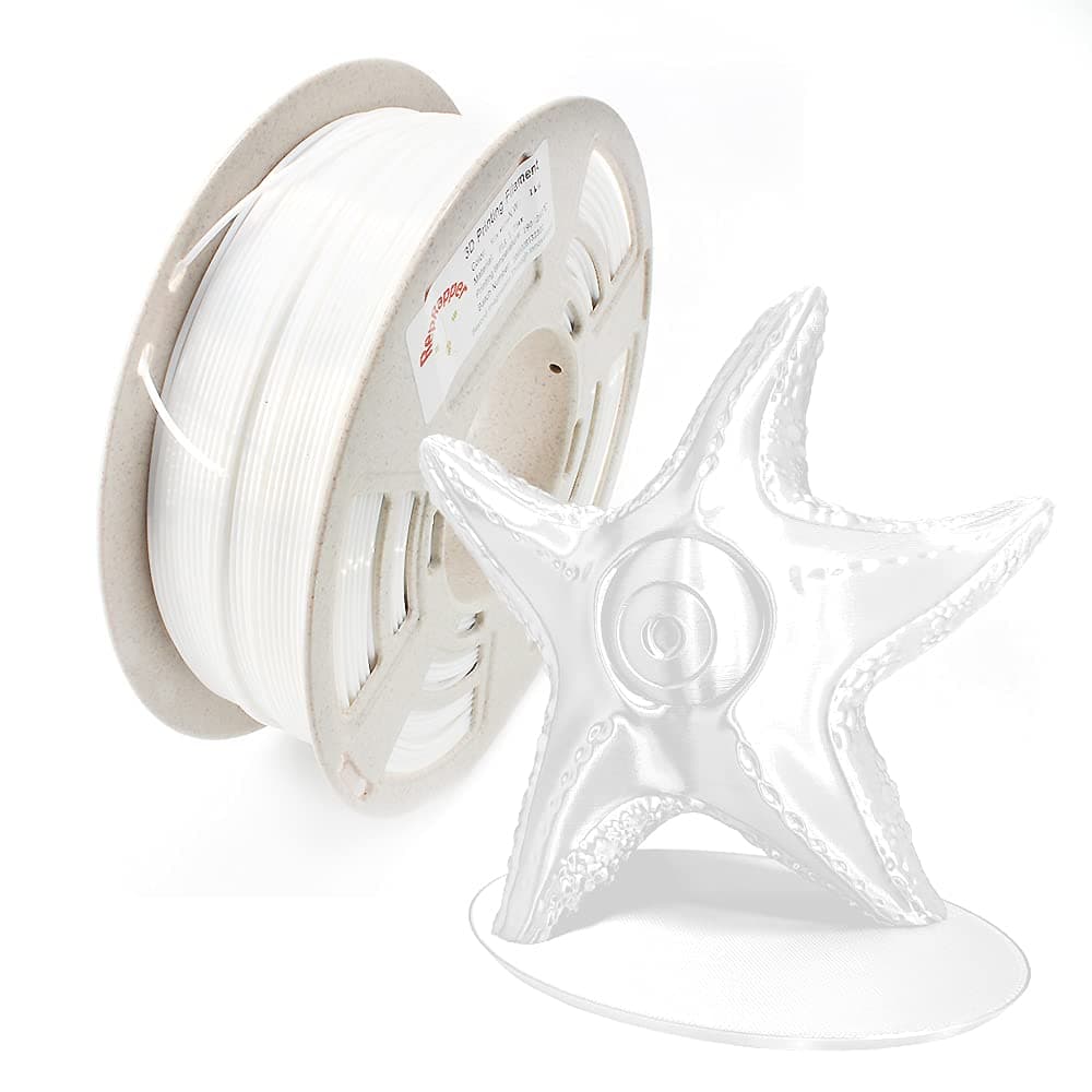 RepRapperWhite Silk PLA Filament for 3D Printer & 3D Pen 1.75 mm (+- 0.03 mm) 2.2 lbs (1 kg), Silky Shiny Shine 3D Printing Materials