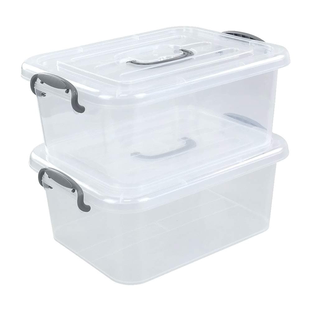 Kekow 2-Pack Clear Storage Latch Box, Plastic Containers with Lids, 8 L