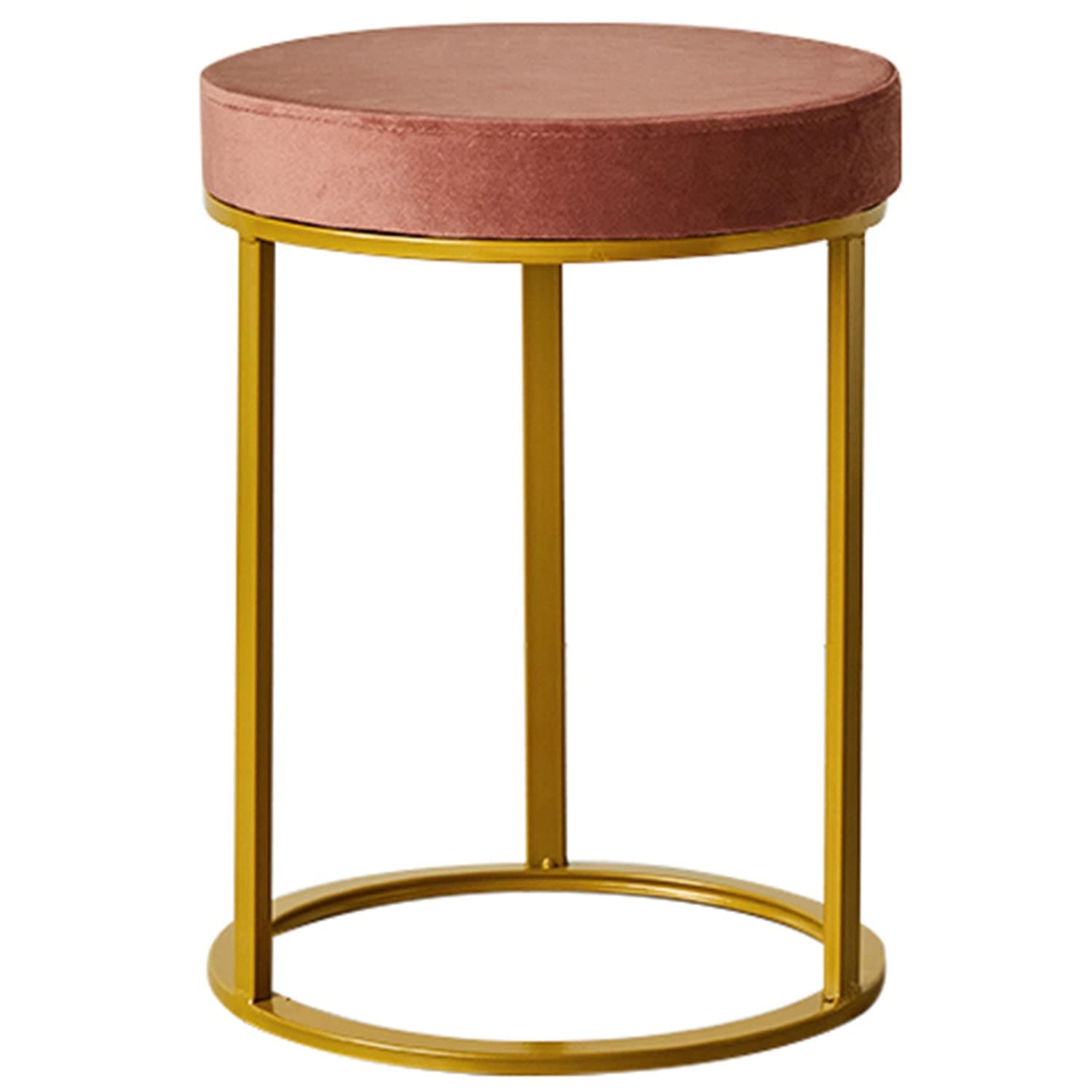 CHWU Home Vanity Stool ​Ottoman, Soft Compact Round Padded Seat, Metal Stool Legs with Non-Slip Foot Pads, Two Height Options