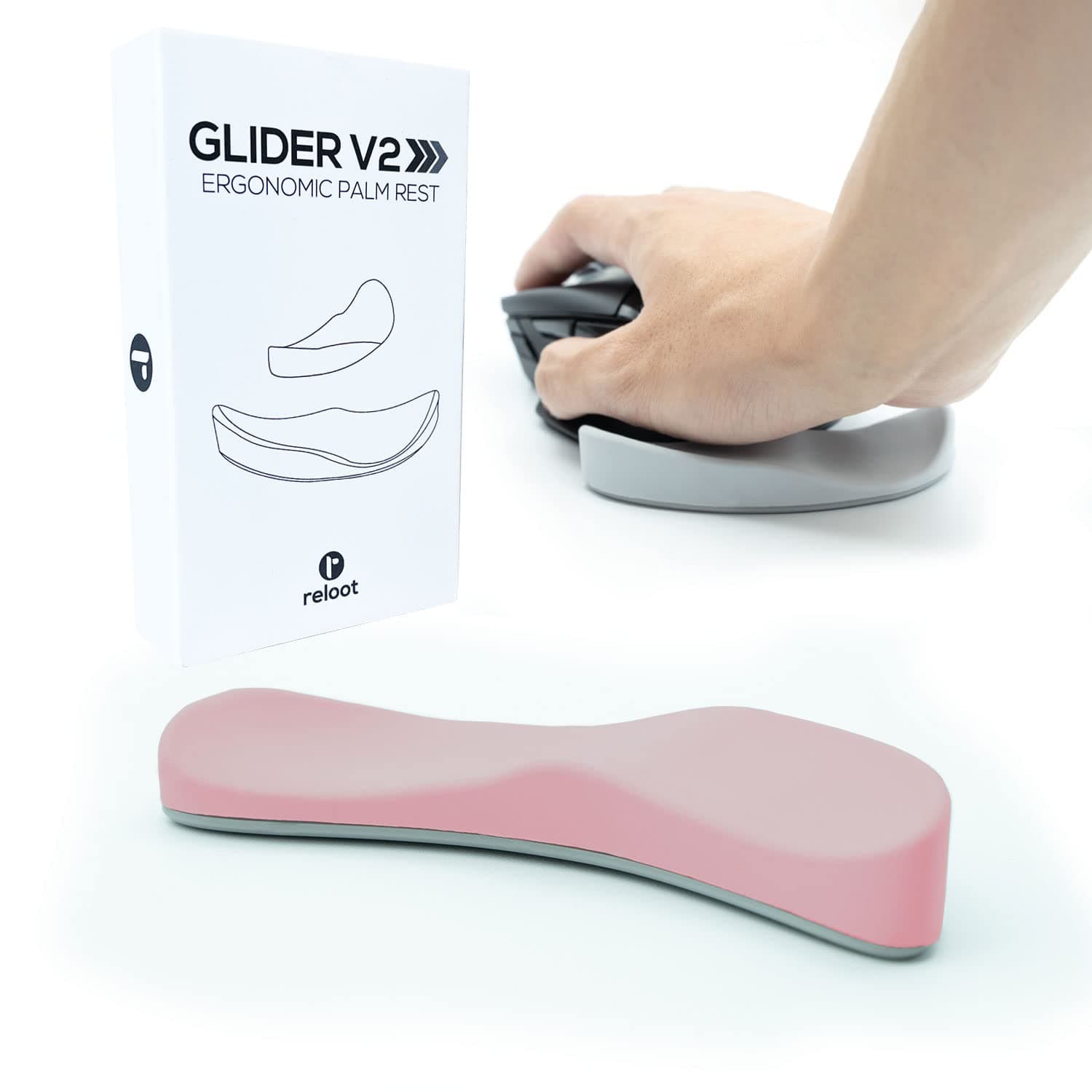 Reloot Glider v2 - Ergonomic Gliding Palm Rest, Soft Cooling Material, Sliding Wrist Pad That Moves with Your Mouse, Physician Designed for Carpal Tunnel Syndrome, Lightweight Wrist Rest (Pink)