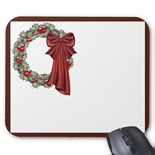 Pentys Christmas Wreath White Rectangle Non-slip Rubber Mouse Pad 9"x 7"