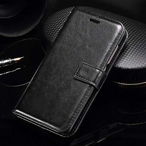 Thinkzy Artificial Leather Flip Cover Case for Redmi 7 - (Black)