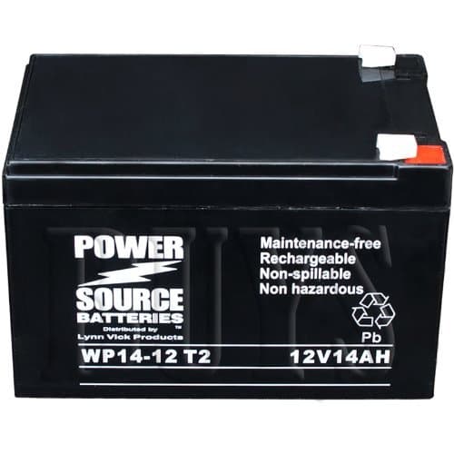 WP14-12 Sealed AGM 12 volt 14 ah Power Source Battery T2 .250 terminals replaces LC-RA1214PC1, LC-RA1215P1, LC-CA1215P1, SLA1102, RT12150, CBE14-12, CBE15-12, 6-DFM-15, 6-FM-14, SW12140, FM12140, GS12V14AH, BT15-12, EV12130, EV12140, Panasonic, Ritar, Sunnyway