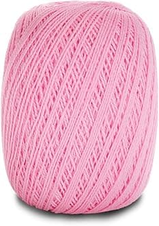 CIRCULO Anne Yarn for Crocheting & Knitting, 100% Mercerized Brazilian Virgin Cotton, Soft Fingering Weight, 547 Yds, 5.19 Oz - Color 3131 Bubble Gum