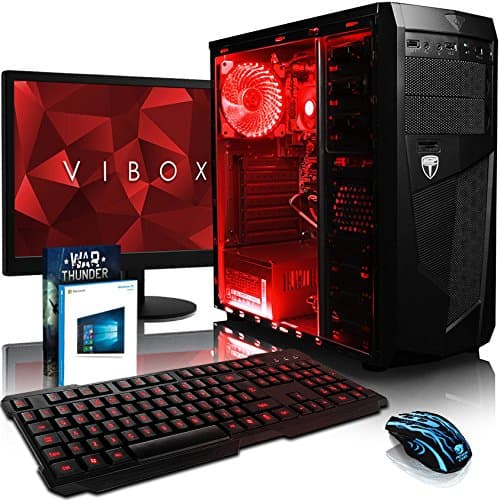 VIBOX Standard 3L Gaming PC Computer with War Thunder Game Voucher, Windows 10 OS, 22" HD Monitor (3.8GHz AMD A8 Quad-Core Processor, Radeon R7 Graphics Chip, 32GB DDR3 1600MHz RAM, 1TB HDD)