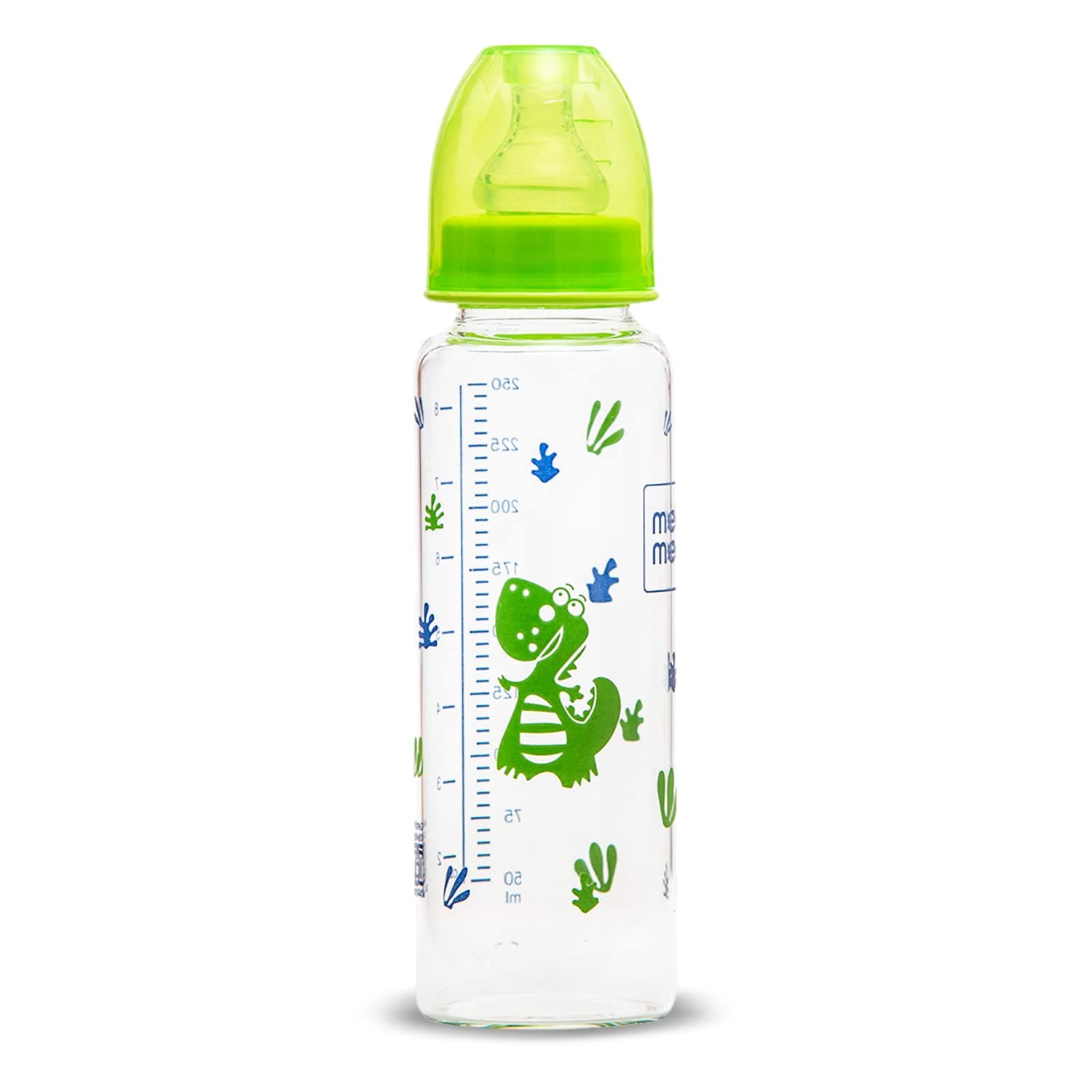 Mee Mee Premium Glass Feeding Bottle with Eazy-Flow Technology, Anti-Colic Valve,BPA-Free Baby Feeding Bottle for Babies & Toddlers(Green, 240Ml)
