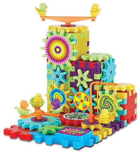 81 Piece Funny Bricks Gear Building Toy Set - Interlocking Learning Blocks - Motorized Spinning Gears