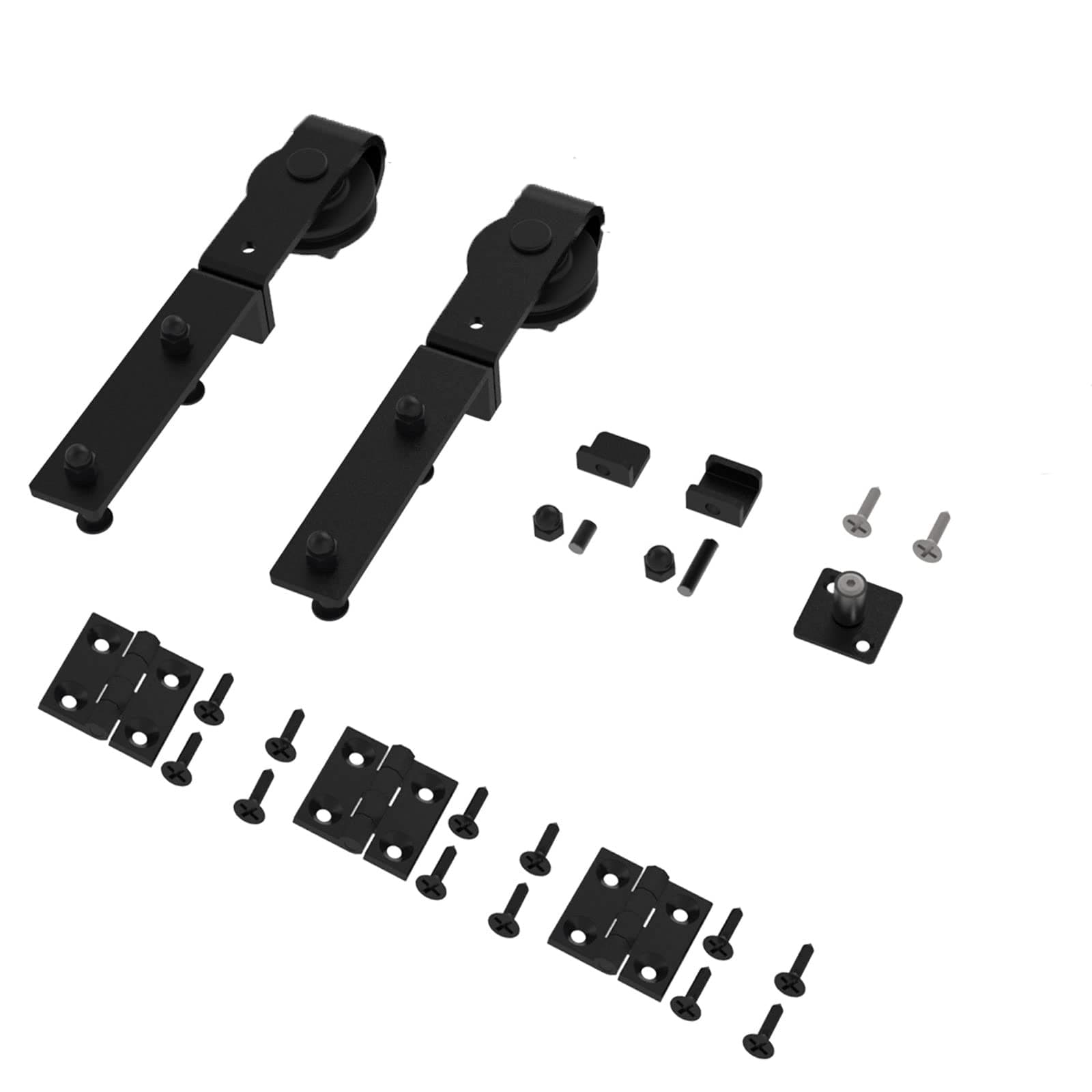 Bi-Folding Barn Door Hardware-Hangers Only, Side Mounted Bifold Door Hanger, No Track,Carbon Steel Black, 1Pair