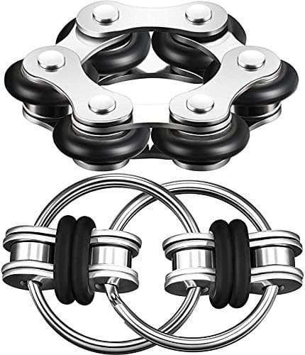 Fidge Toy Set Include Six Roller Chain Fidget and Key Flippy Chain Stress Reducers for Autism Stress and Anxiety Relie (Black)