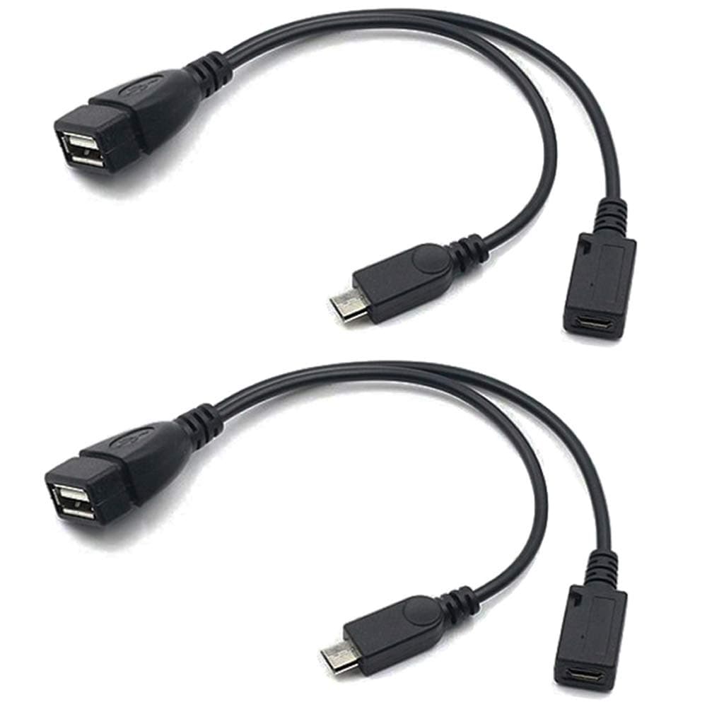 2-in-1 Micro USB to USB Adapter (OTG Cable + Power Cable) for Fire Stick, PlayStation Classic and More - 2 Pack