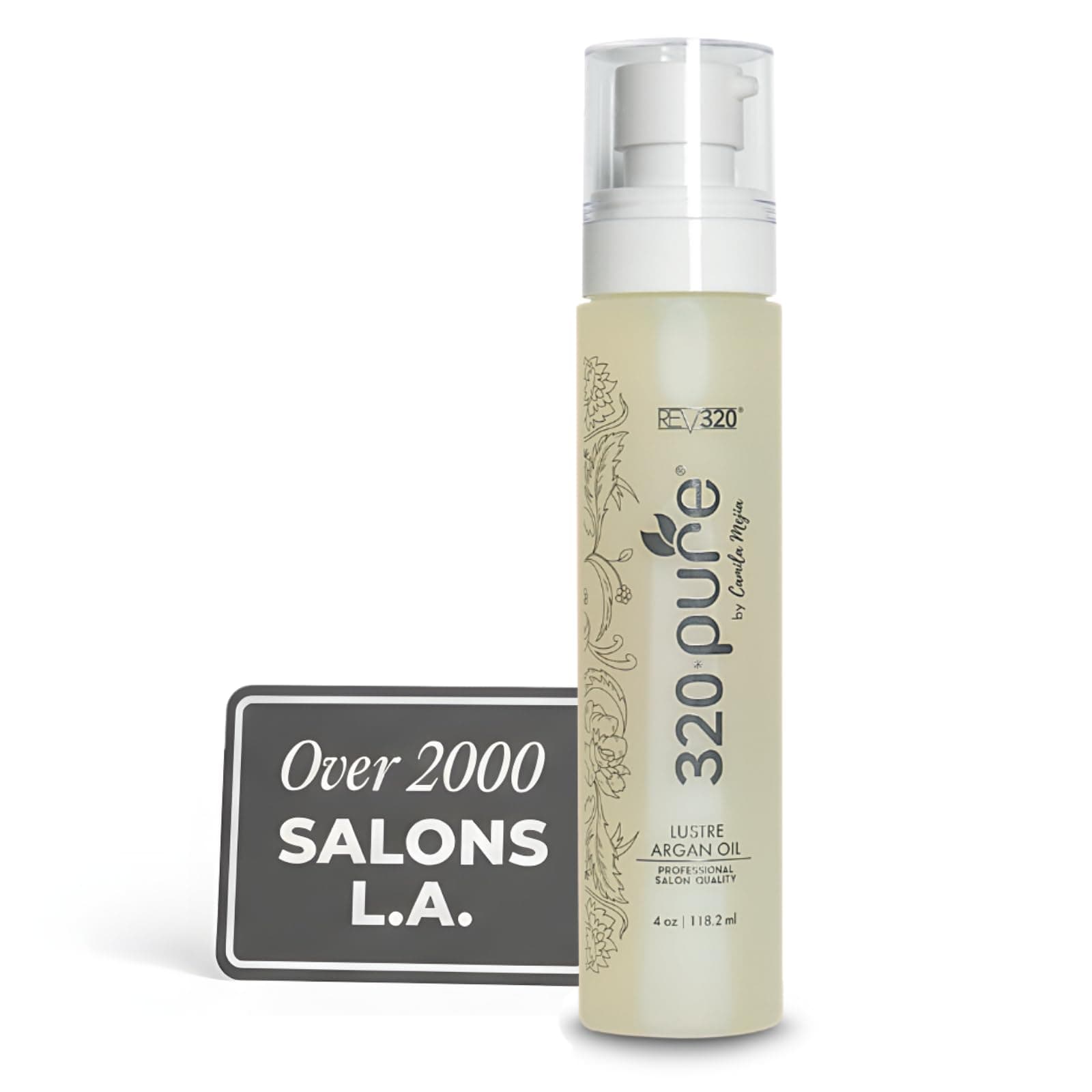 320Pure Lustre Argan Oil For Hair 4oz Pump, Aceite de argán para el cabello, Argan Oil Hair Treatment with Pure Argon for Color-Treated, Damaged, Dry, Straight and Curly