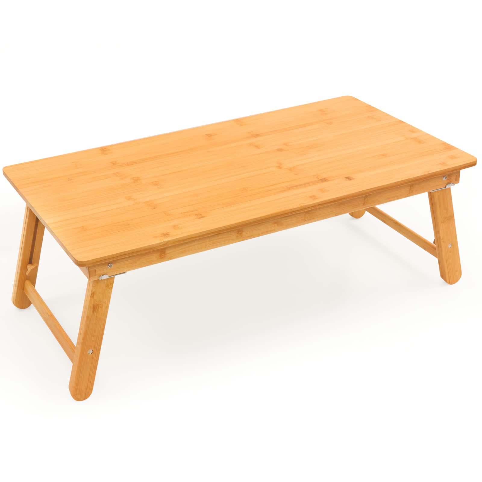 Adjustable Large Size Laptop Desk,Bamboo Lap Table Bed Tray,Foldable 4 Legs Serving Tray Working, Eating and Gaming for Bed,Couch,Floor, 33.5x17.7in