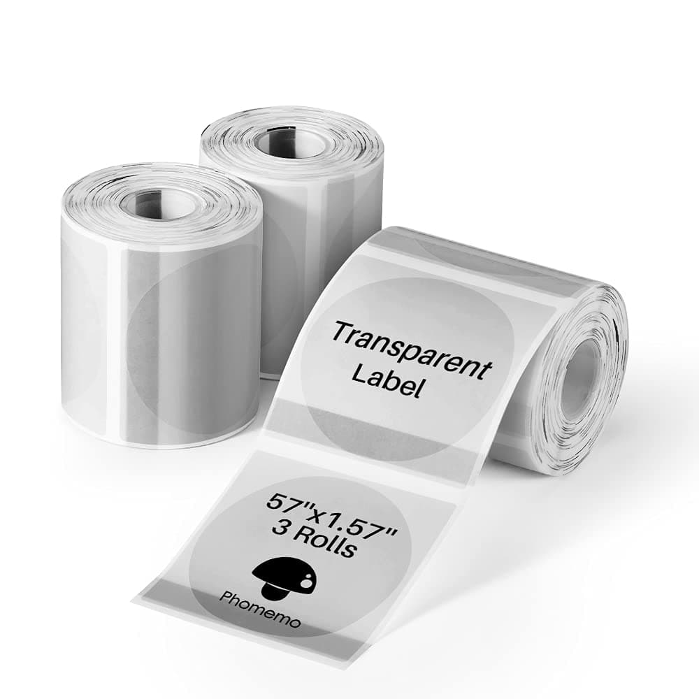 Phomemo [3x180 pcs] Circle Transparent Thermal Label Paper, Phomemo M110/M220/M120/M200/M221 Label Printer Round Label, Self-Adhesive Thermal Printer Paper, 1.57"x1.57"(40x40mm) 180 Labels/Roll, Clear
