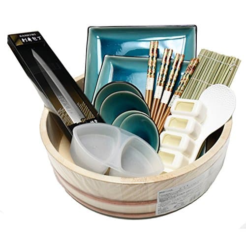 Sushi Making Set Kit with Wooden Oke-16Pcs
