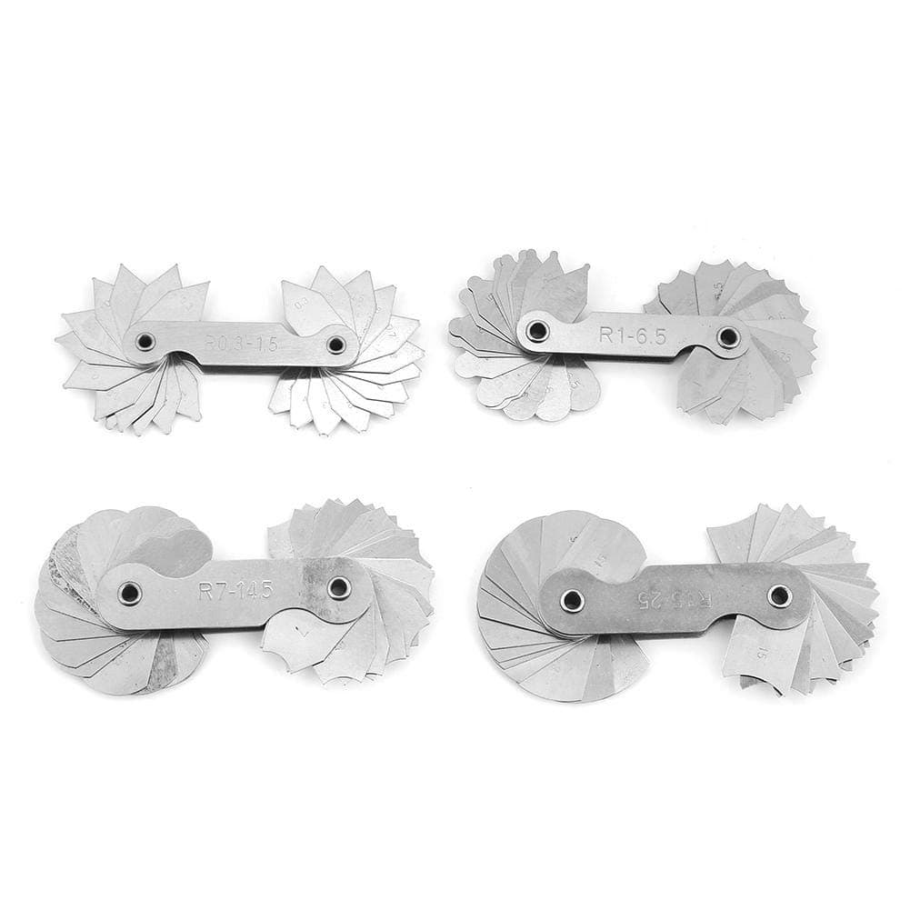 4 Pcs/Set Radius Gauges, R0.3-1.5/ R1-6.5/ R7-14.5/ R15-25 Stainless Steel Radius Fillet Gauge Measuring Tool Radius Gauge Tool