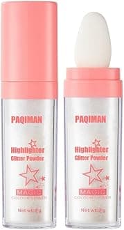Glitter Powder Highlighter Makeup, Body Brightens the Natural Three-dimensional Face Blusher Patting Powder Highlighter. (01# White moonbeam)