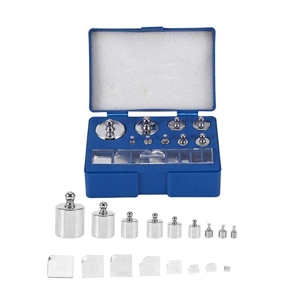 17Pcs Precision Calibration Weight Set，Precision Weight- 1 x 100g,1 x 50g,2 x 20g,1 x 10g, 1 x 5g, 2x2g, 1x 1g, 1x500mg, 2x200mg, 1 x 100mg, 1 x 50mg, 2 x 20mg, 1 x 10mg