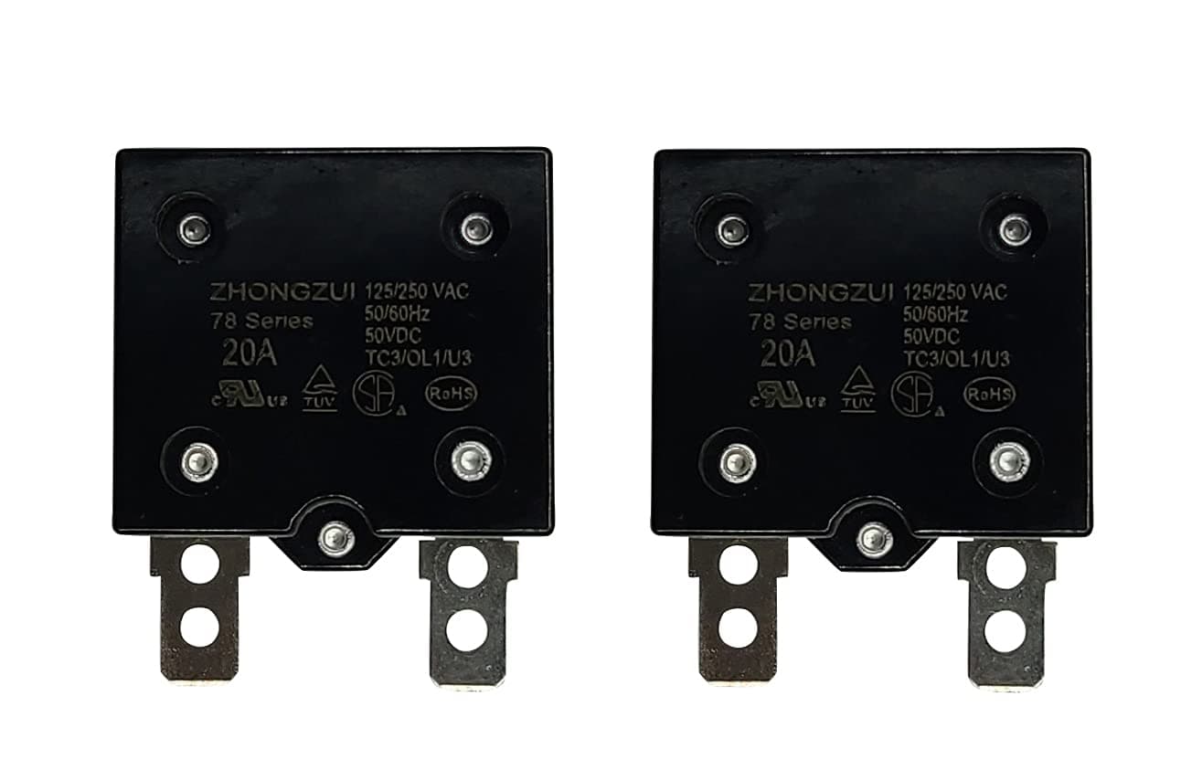 LinkePow 2PCS 20A Automatic Reset Relay Fuse Therma Switch Circuit Breaker Current Overload Protector Kid Powered Ride On Car Accessories