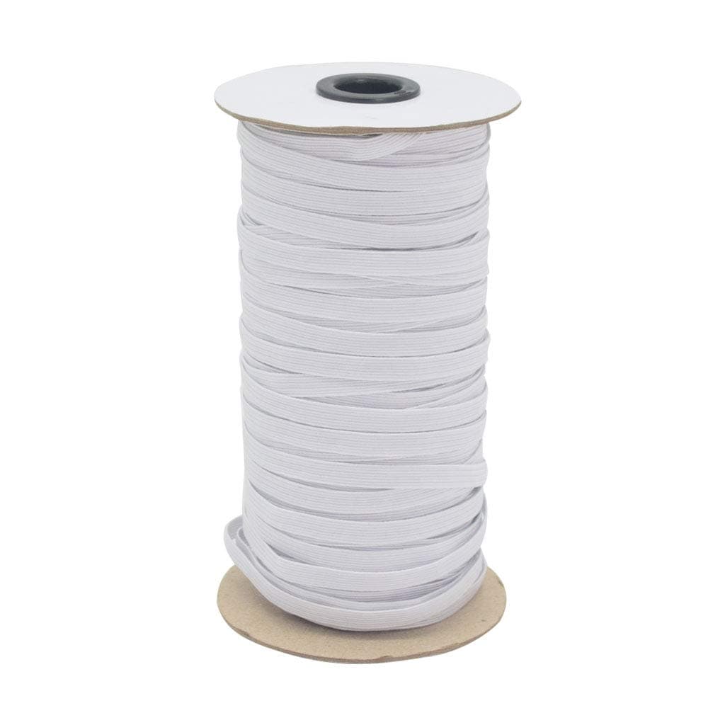White 70-Yards Length 1/4" Width Braided Elastic Cord/Elastic Band/Elastic Rope/Bungee/White Heavy Stretch Knit Elastic Spool with Free Tape Measure
