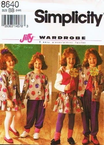 SIMPLICITY Sewing Pattern 8640 (SIZE 5-6X) - CHILD'S PANTS, SKIRT, TOP, CARDIGAN, & LINED VEST (JIFFY WARDROBE) 5 EASY TO SEW PIECES