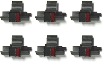 COMPUMATIC (6 Pack) Compatible/Replacement Calculator Ink Roller Black/Red IR-40T for Casio HR-100TM, Casio HR-150TM, and More