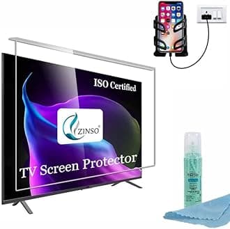 ZINSO® 65 Inch ISO Certified 4K Ready LED TV Screen Guard- Crystal Clear, Durable & Protective Display Protection, 9H Hardness