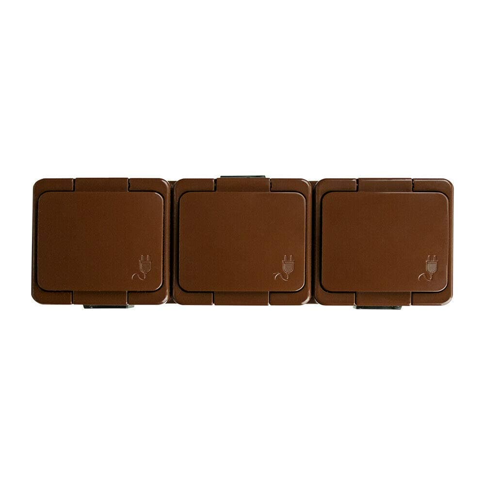 Naka24IP44 Surface-Mounted Switch/Socket Range for Wet Room Schuko SMART (Socket 3-Way Brown NT-317S)