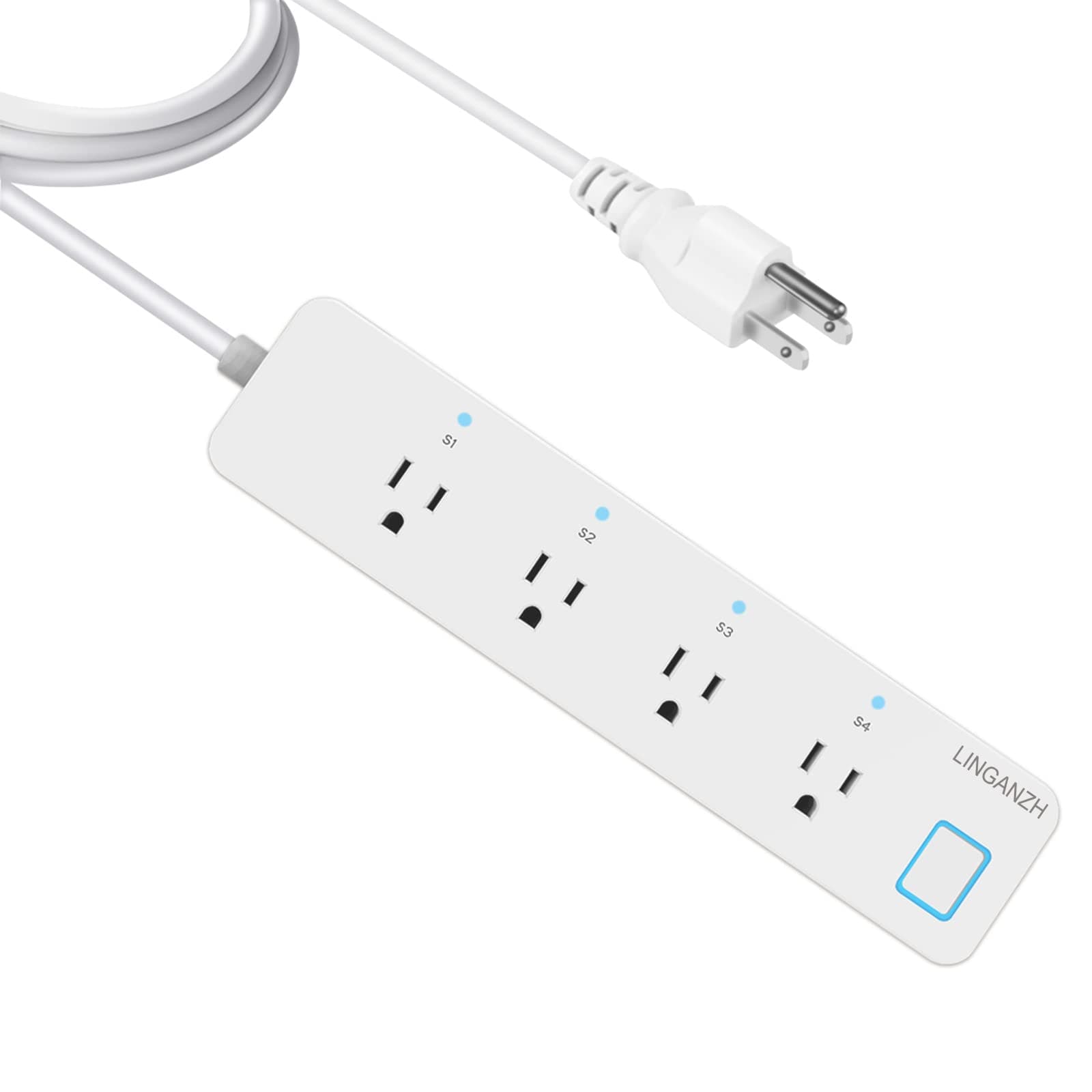 Smart Power Strip Surge Protector WIFI Extension Socket, Compatible with Amazon Alexa and Google Home, Smartphone App Control Appliances, Individual Control, Timing Schedule, No Hub Required