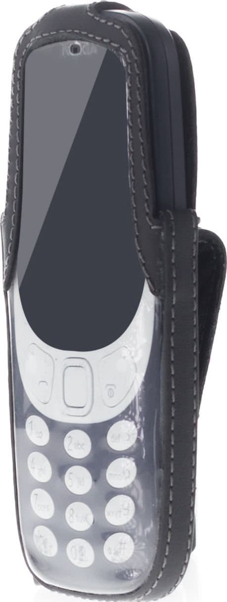 JT Berlin Turnline 12009 Protective Case for Nokia 3310 (2017) - Black [Genuine Leather | 8-Stage Belt Swivel Clip | Handmade in Europe | Smart Film