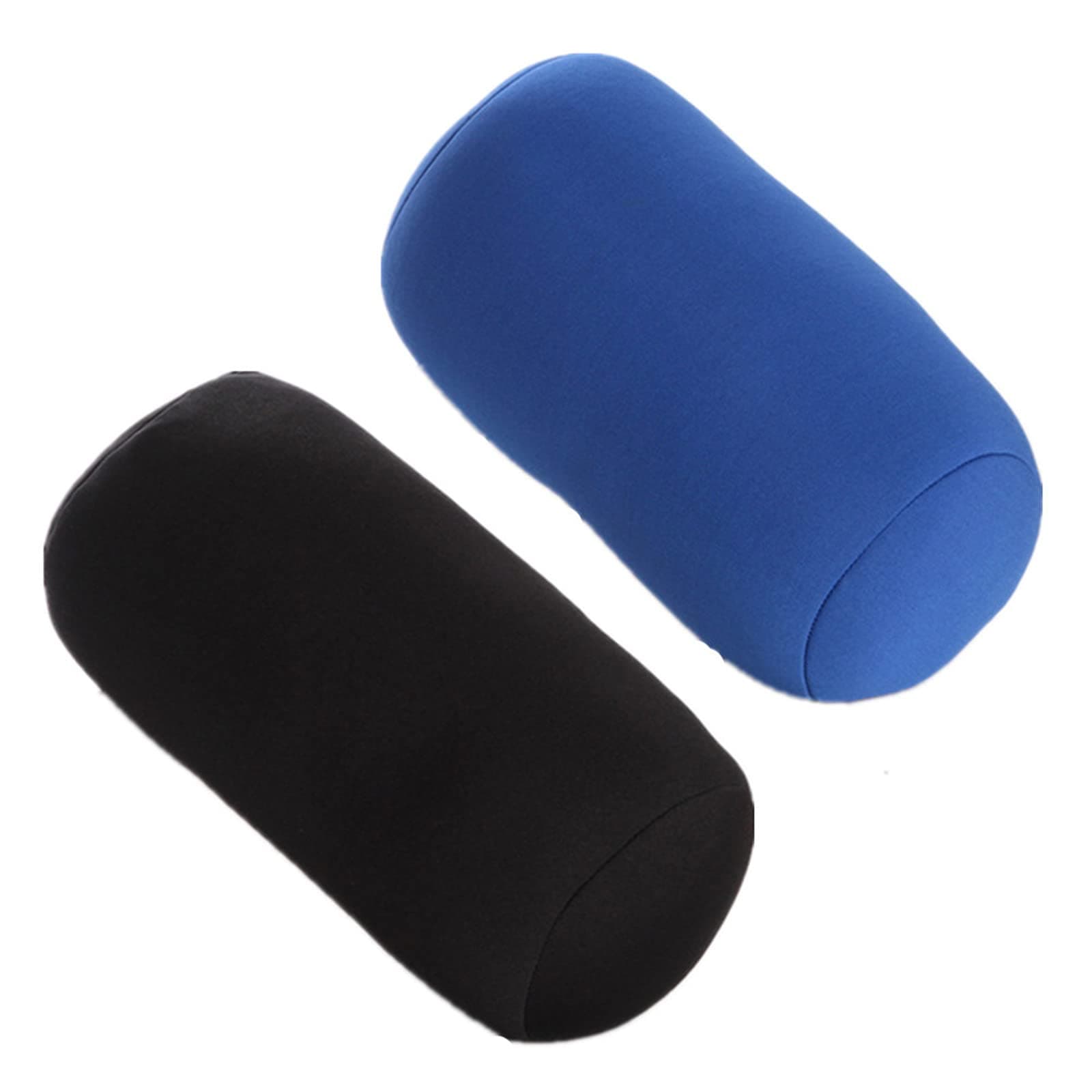 ASkinds 2 Pcs Cylindrical Pillow Comfortable Roll Pillow Microbead Jelly Bean Bed Pillow Tube Pillow Cushion for Head, Neck, Back Support(Black+Blue)
