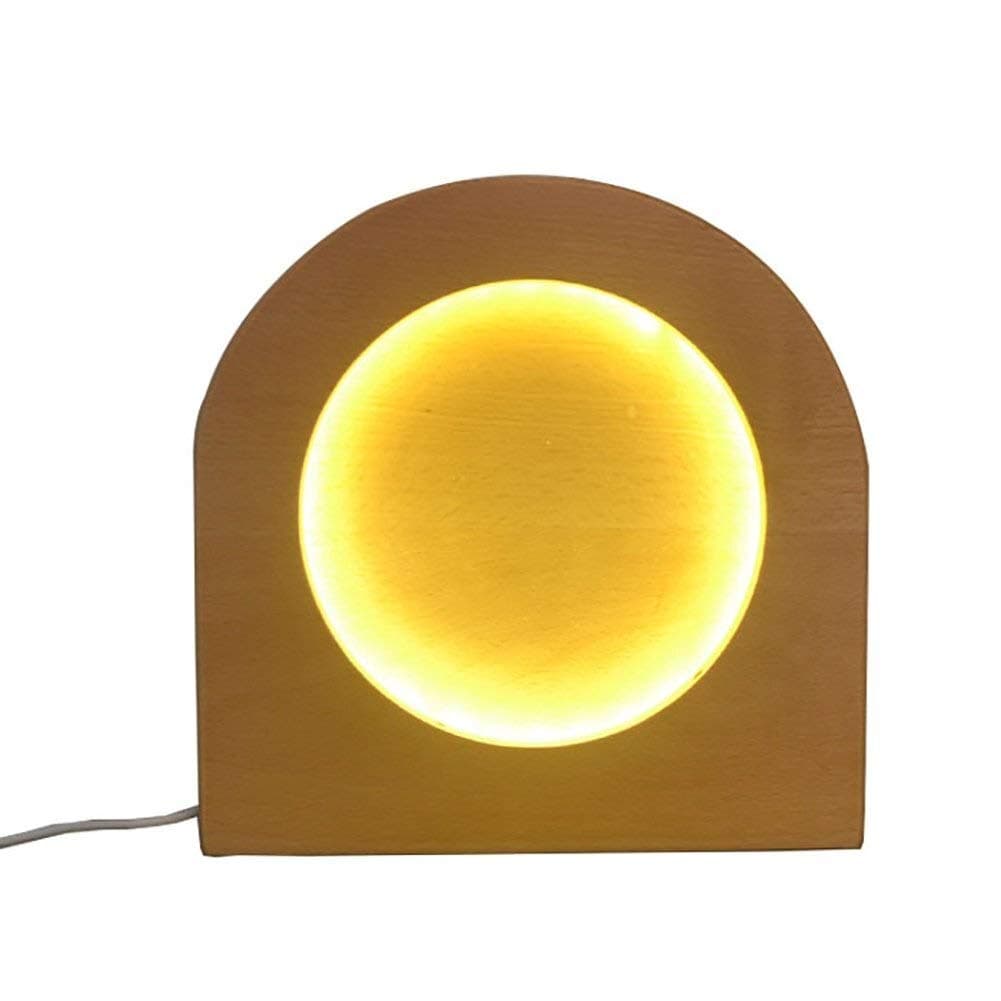 ZJM.1 Table lamp- Table Lamp Round Beech Creative Xuanyue LED Night Light USB Dimmable Light 3.9