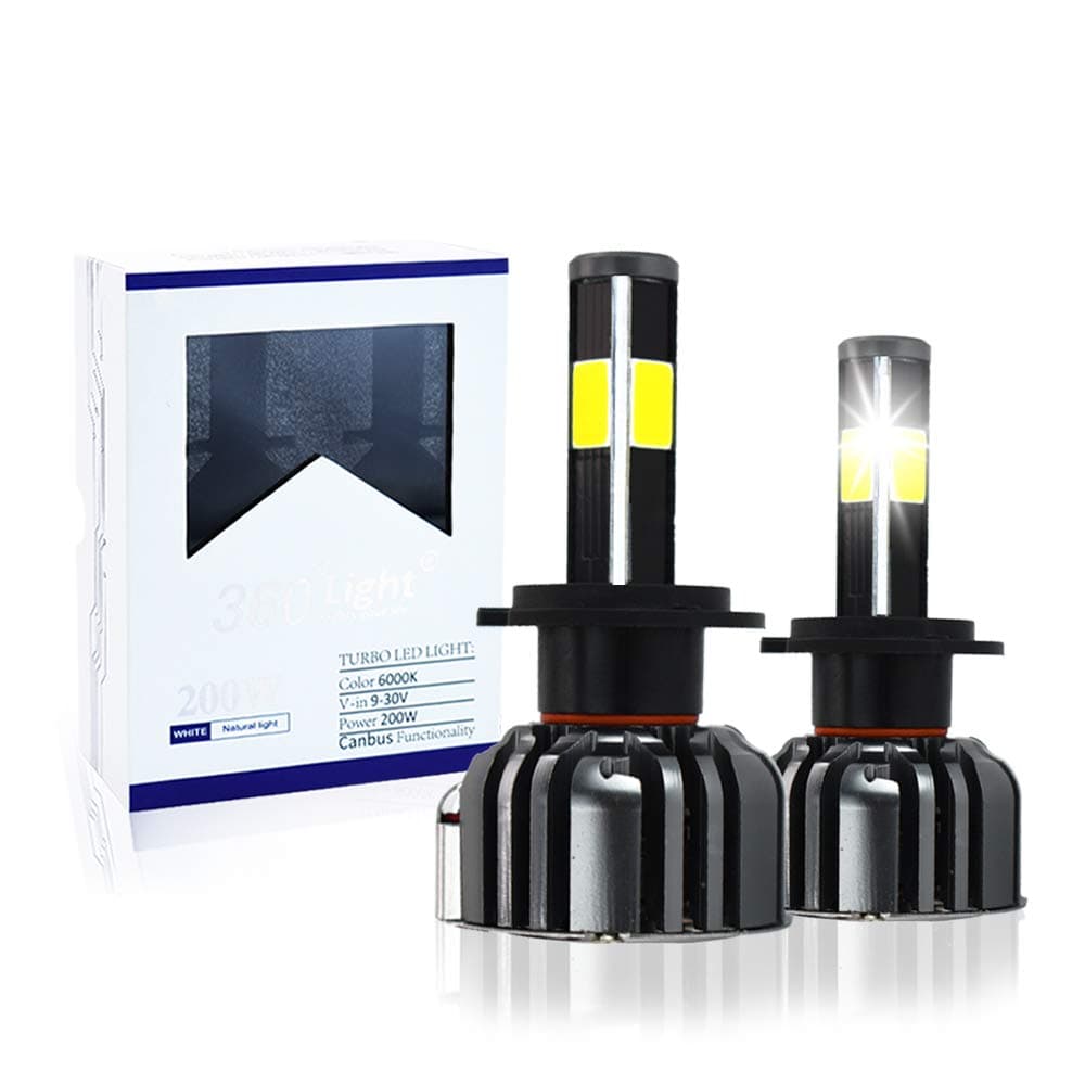 CONPEX H1 LED Headlight Bulbs Automotive Conversion Kit for Car 4 Sides Bright Beam 6000K Cool White 9000 Lumens High Power 200W -1 Year Warranty