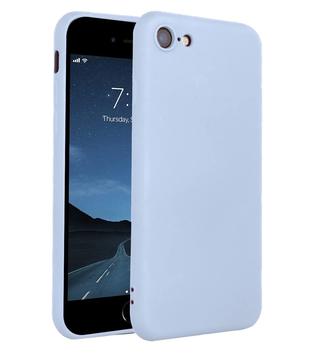 LOXXO® Microfiber Candy Case Compatible for iPhone 7/8/SE Shockproof Slim Back Cover Liquid Silicone Case - Siera Blue