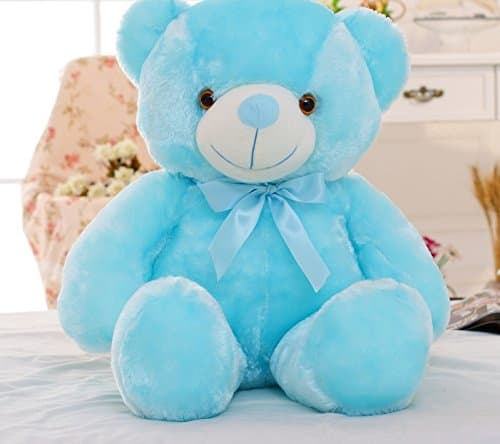 50cm Creative Light Up LED Teddy Bear Stuffed Animals Plush Toy Colorful Glowing Teddy Bear Christmas Gift for Kids (Blue)
