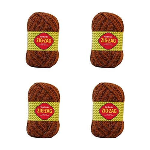 VARDHMAN Zig Zag Acrylic Wool Yarn for Knitting, Soft Wool Yarn for Crocheting and Knitting Craft Projects, Knitting Wool Yarn for Sweater, Multicolor (4 Balls) (4 Pcs, Brown)