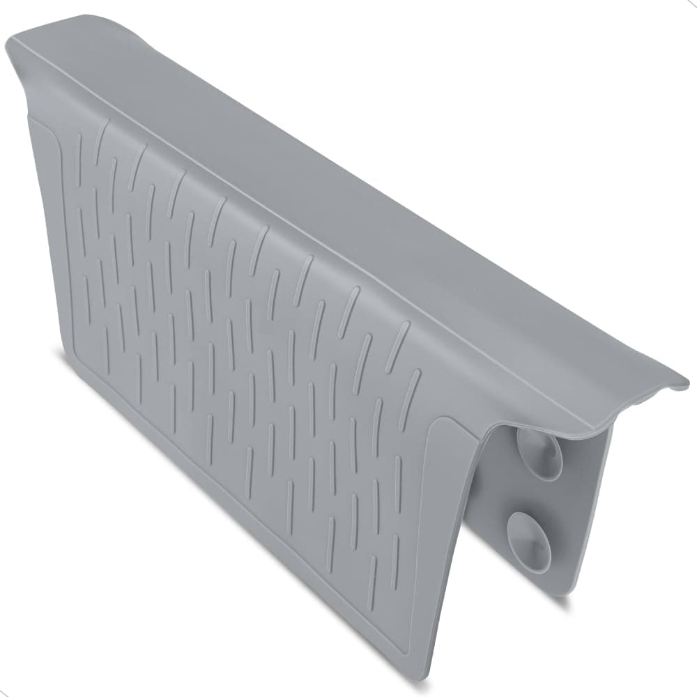 Sink Saddle Silicone Sink Divider Mat Kitchen Sink Protector Sink Mat Strong Suction No Odor 12.8” x 11” (1 Pack Grey)