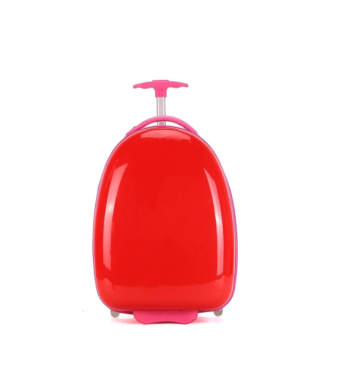 LALA LIFE Kid's Plain Polycarbonate ABS Canvas Egg Shape Travel Trolley Bag (Red)