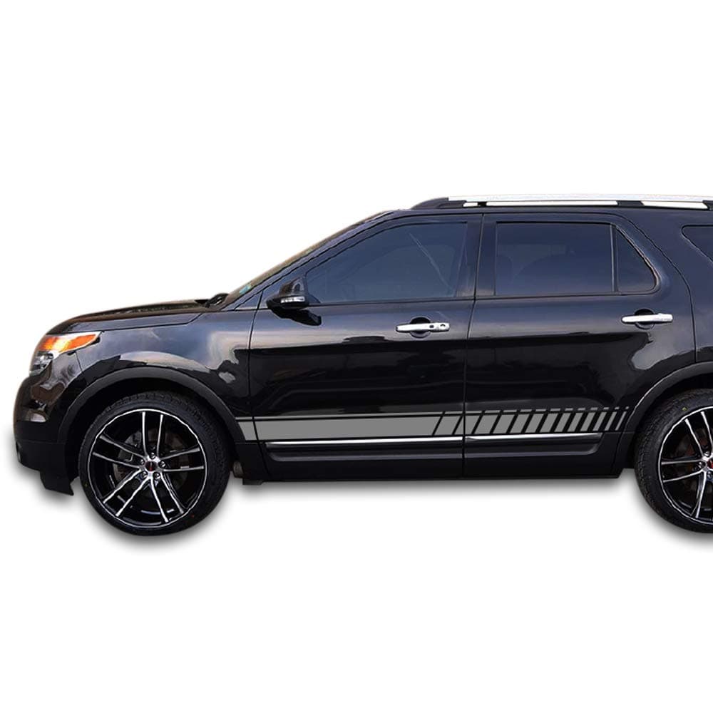 Decal Sticker Vinyl Lower Side Stripes Compatible with Ford Explorer 2011-2017 (Gray)