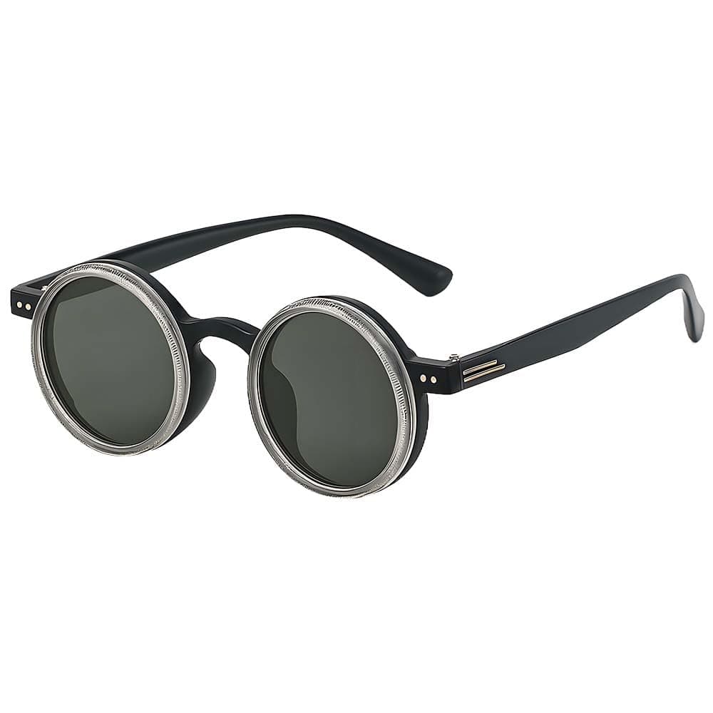 Adjustable Tint Sunglasses Round Polarized with Built-In ND Filter,Adjustable Retro Sunglasses for Men 1-9 Gears Manual