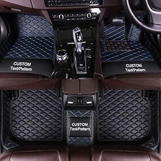 Maidao Custom Car Floor Mats for Ford Focus Kuga Mondeo Fiesta Mustang Ecosport Galaxy Floor Liner, PU Leather All-Weather Waterproof Right Hand Drive (Black Blue