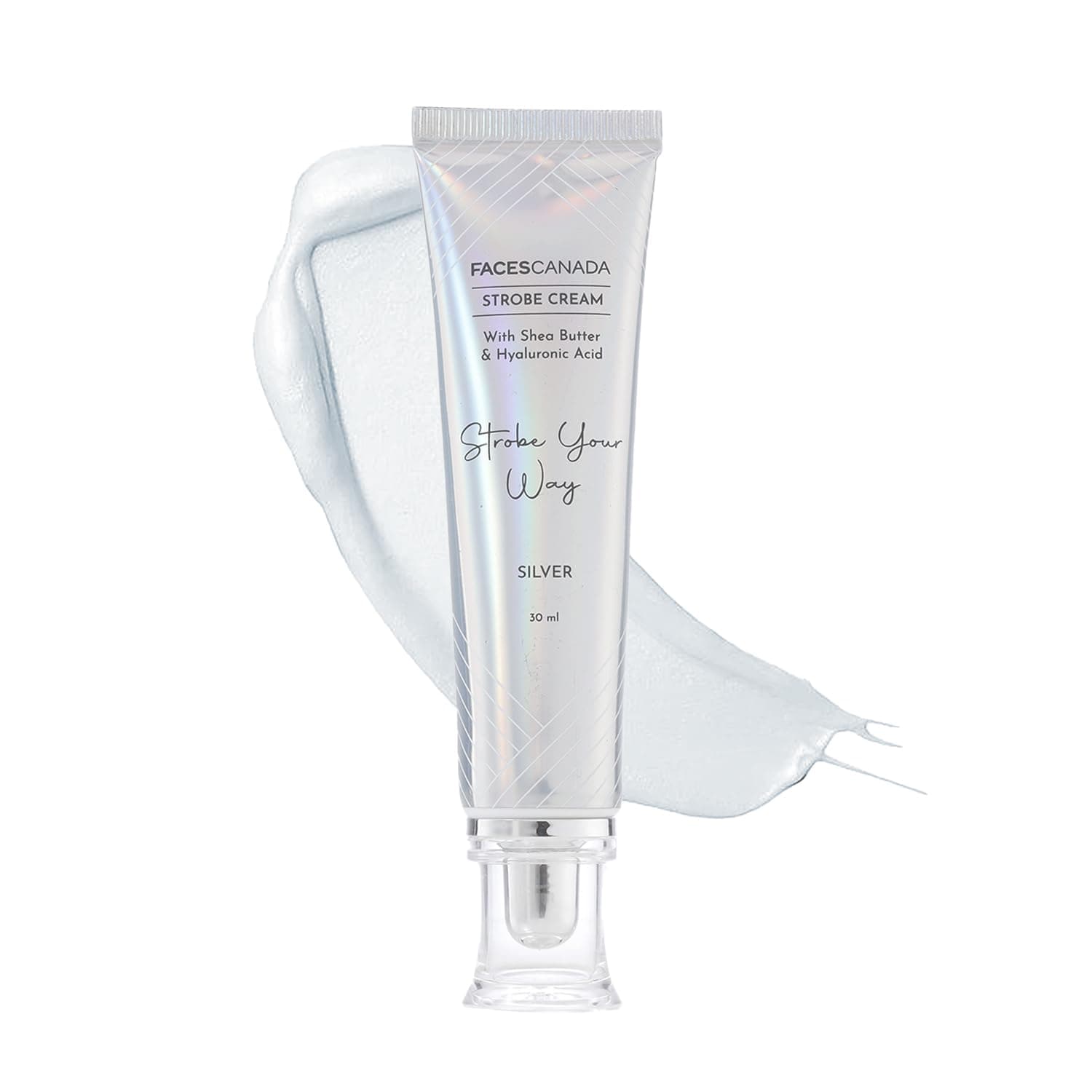 FACESCANADA Strobe Cream - Silver, 30Ml Primer + Highlighter + Moisturizer Shea Butter & Hyaluronic Acid Intense Hydration Flawless Radiant Dewy Skin Illuminating & Glowing Makeup Base