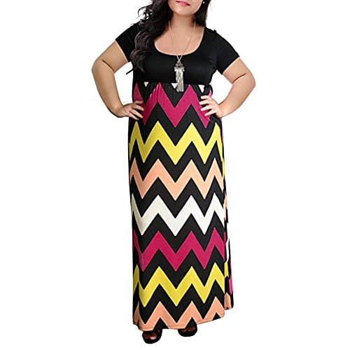 Womens Dresses Women's Print Summer Patchwork Short Sleeve Plus Size Casual Long Maxi Dress (XL, Multicolor)
