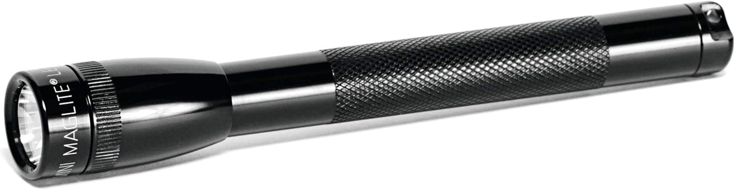 Maglite Mini LED Flashlight – Compact, Water-Resistant, Twist On/Off, 2-Cell AAA Battery-Powered – Black