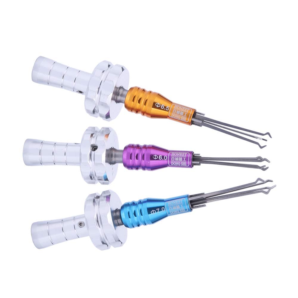 Loboo Idea 3Pcs Cross Lock Pick Tools with Long Handle (6.0mm, 6.5mm, 7.0mm), Adjustable Cross Lock Opener, Professional Locksmith Tool, Silver