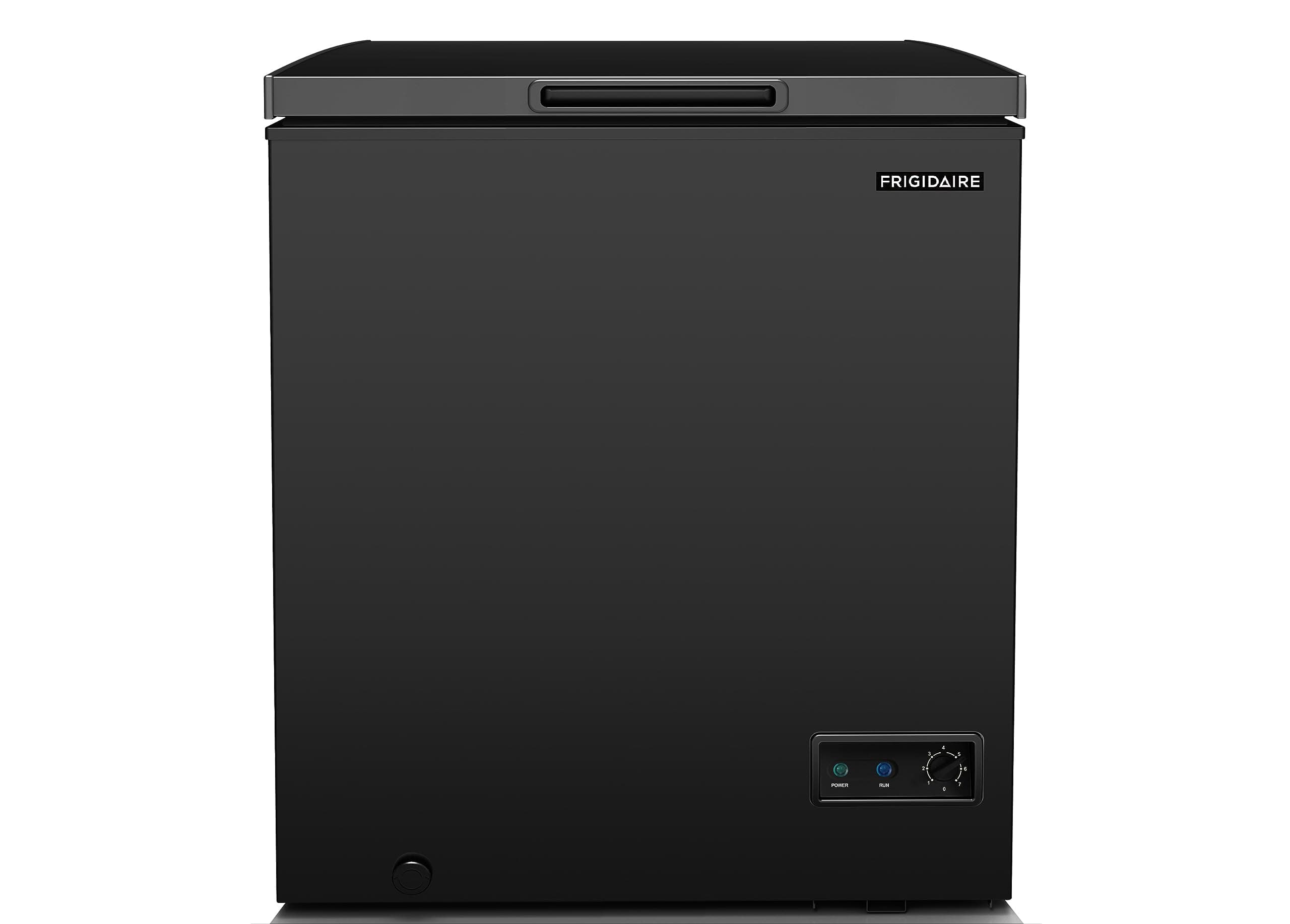- EFRF5003-BLACK Chest Deep Freezer-Garage-Ready, 5.0 Cu. Ft. Capacity, Black-Adjustable Thermostat-Removable Vinyl Coated Wire Basket-Easy Defrost Drain