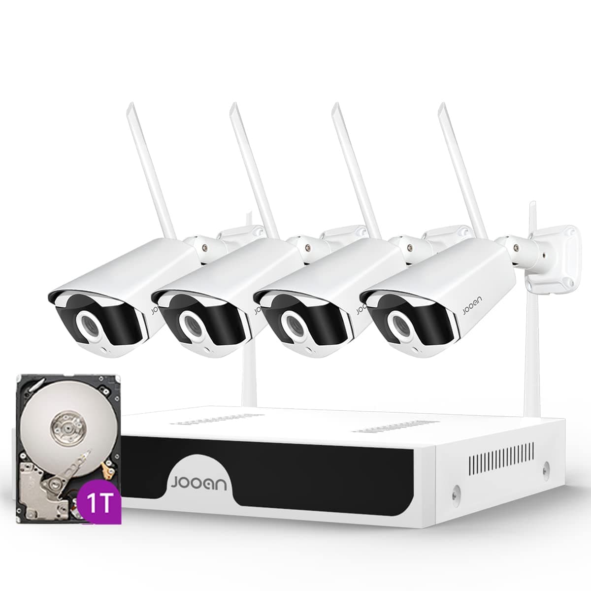 [2K,10CH Upgrade Available, Audio] Wireless Security Cameras System Outdoor, 3.0MP 1296P H.265 One-Way Audio,Night Vision,Motion Detection,Remote Access,Metal Case- Pre-Install 1TB Hard Drive