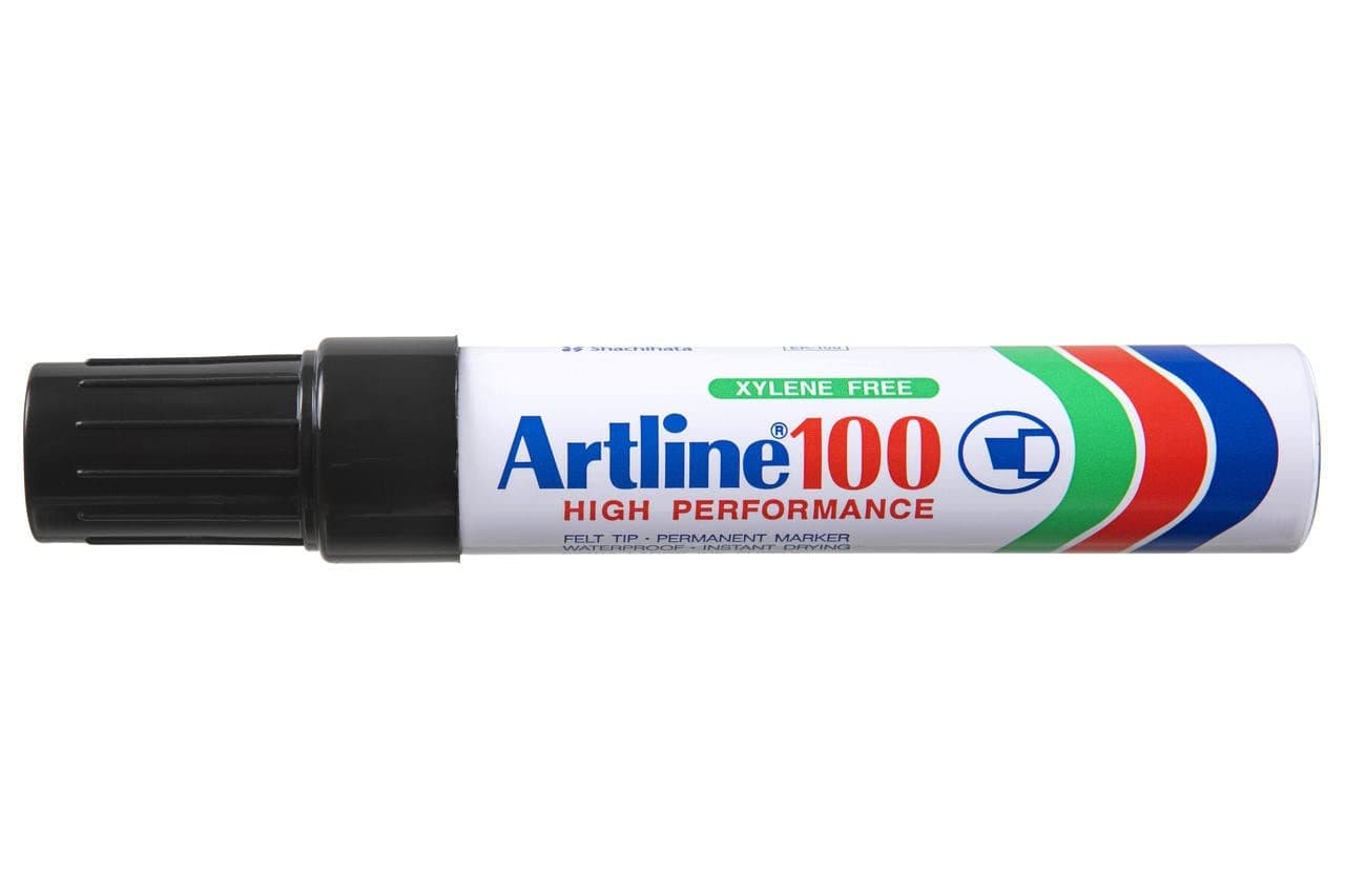 Artline Big Nib Magnum Permanent Marker, With 7.5-12mm Chisel Thick Tip For Clear & Visible Lettering or Labeling, Large Permanent Markers For Indoor & Outdoor Use - 6 Black Markers