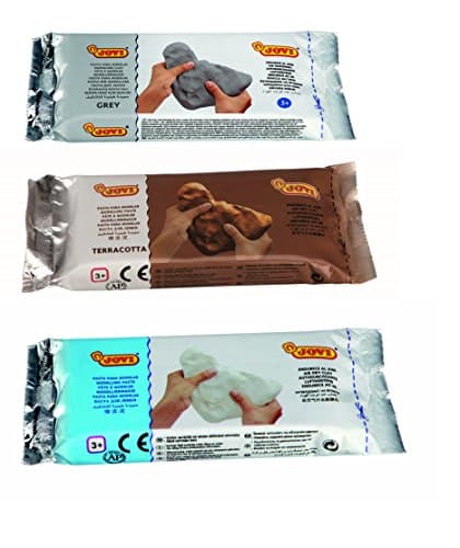 Jovi Air-Dry Modeling Clay Combo Pack, 3-Pack of 1 Each 8.8 oz. White, Grey and Terracotta Clays, Ideal Choice for Professional Artists or Students