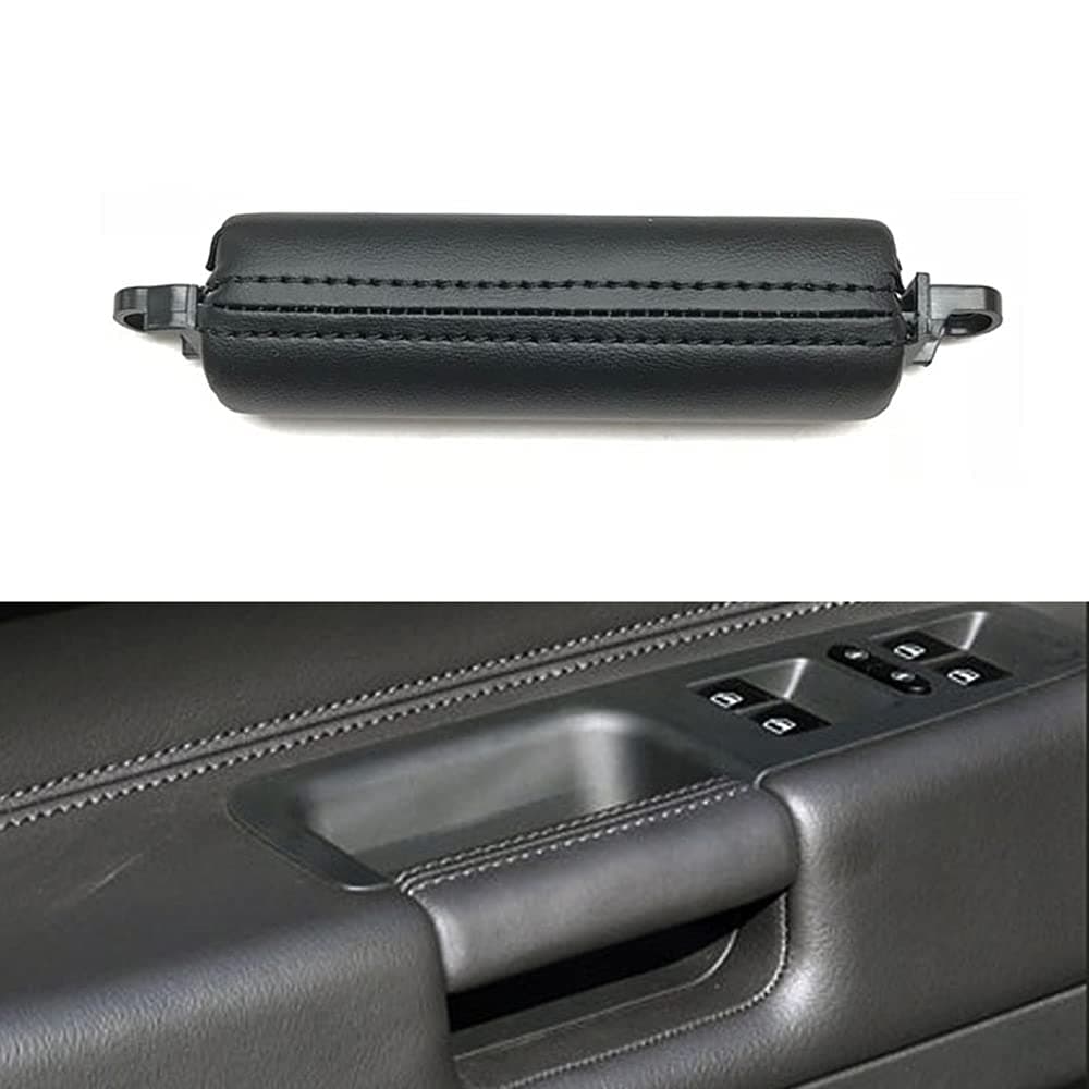 Car Interior Driver Door Leather Pull Handle Replacement for Volkswagen Touareg 2003-2010 (Black)
