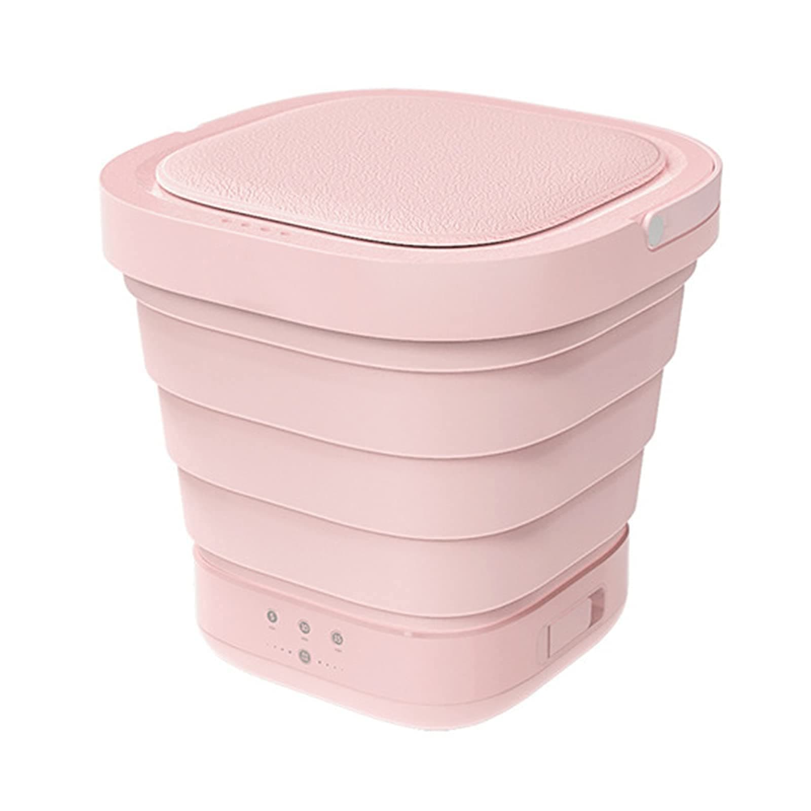 Folding Portable Mini Washing Machine Automatic Small Turbo Washer One Key Drain, Suitable for Home Use Travel Apartment Dormitory (Color : Pink)